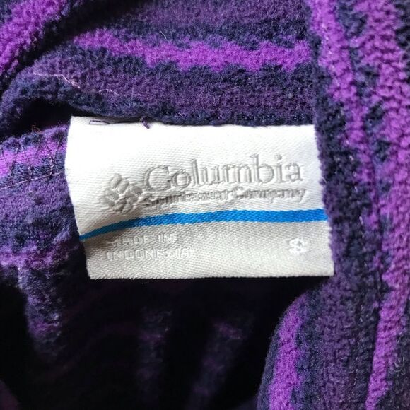 Columbia Womens Purple Striped Fleece Pullover Jacket Size Small Half Zip - Picture 5 of 9